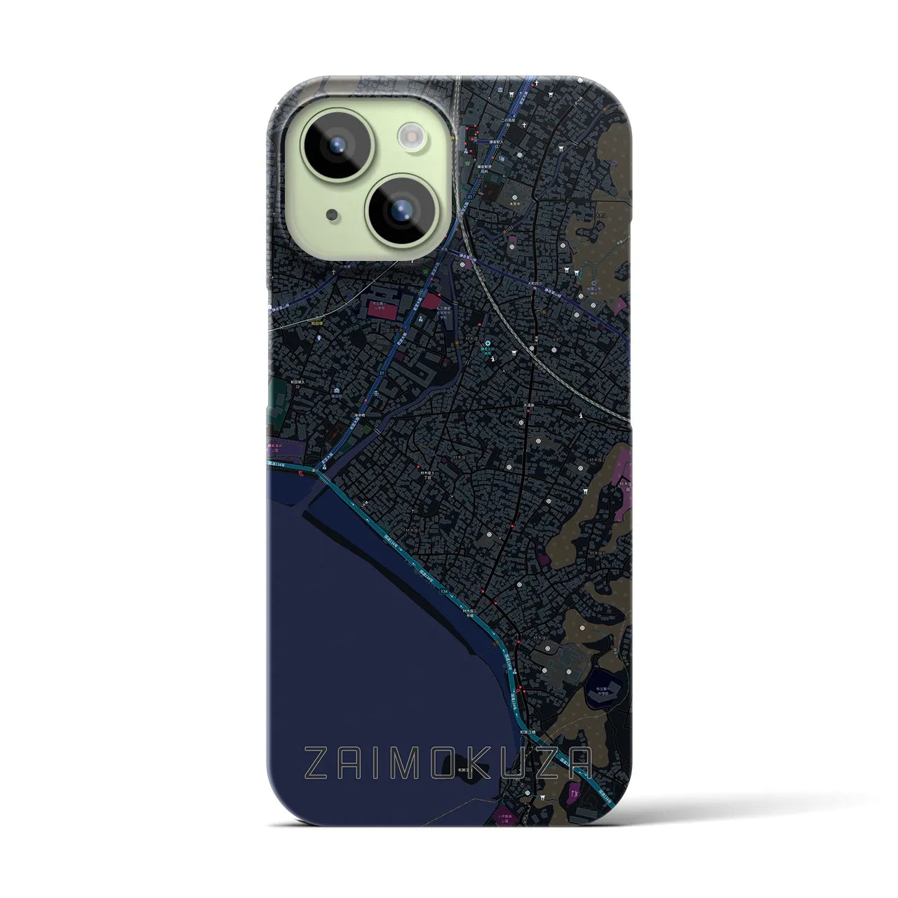 【材木座(神奈川県)】地図柄iPhoneケース(バックカバータイプ)