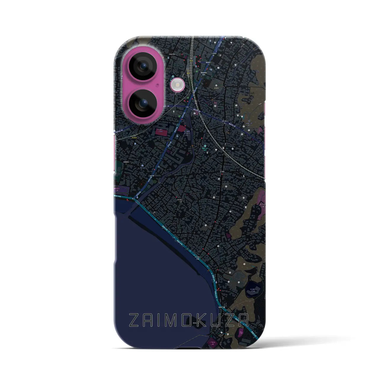 【材木座(神奈川県)】地図柄iPhoneケース(バックカバータイプ)