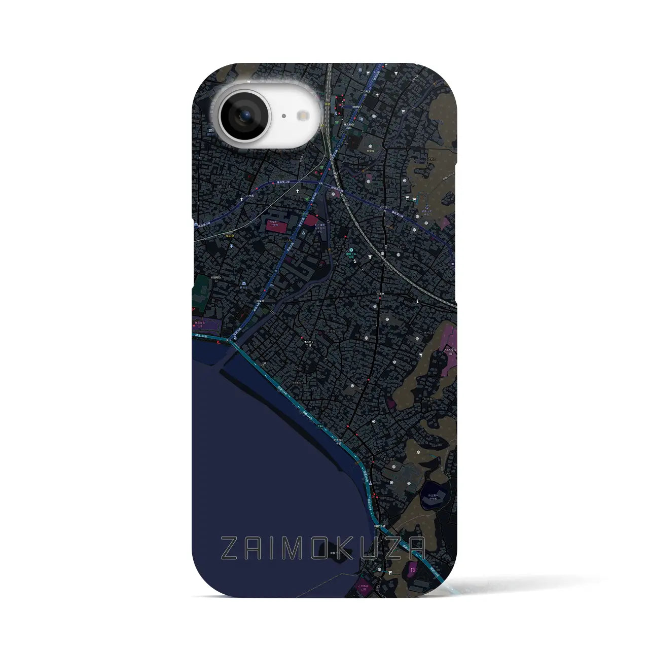 【材木座(神奈川県)】地図柄iPhoneケース(バックカバータイプ)