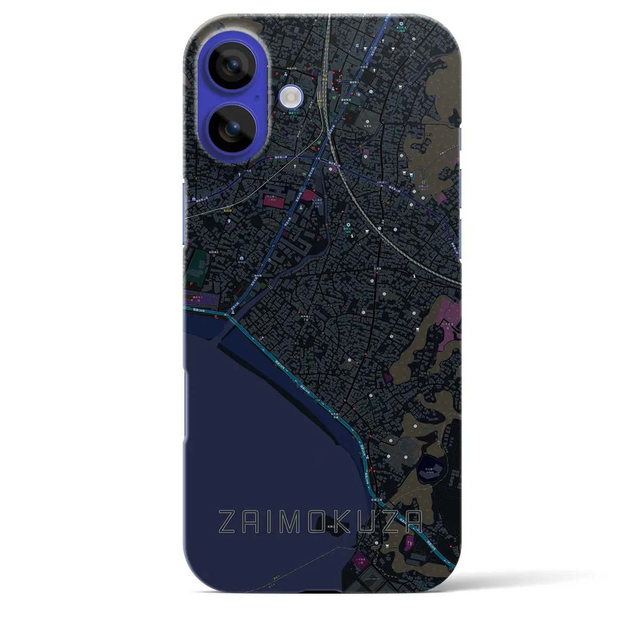【材木座(神奈川県)】地図柄iPhoneケース(バックカバータイプ)