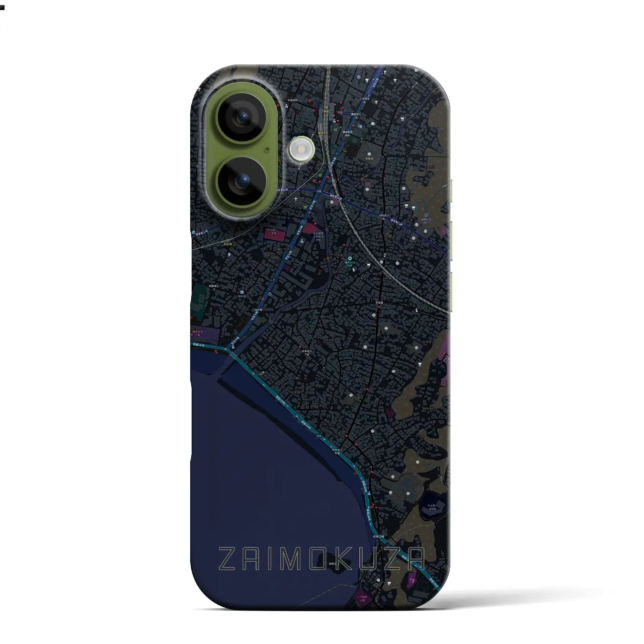 【材木座(神奈川県)】地図柄iPhoneケース(バックカバータイプ)