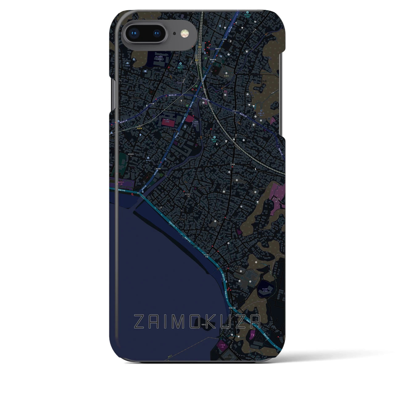 【材木座(神奈川県)】地図柄iPhoneケース(バックカバータイプ)
