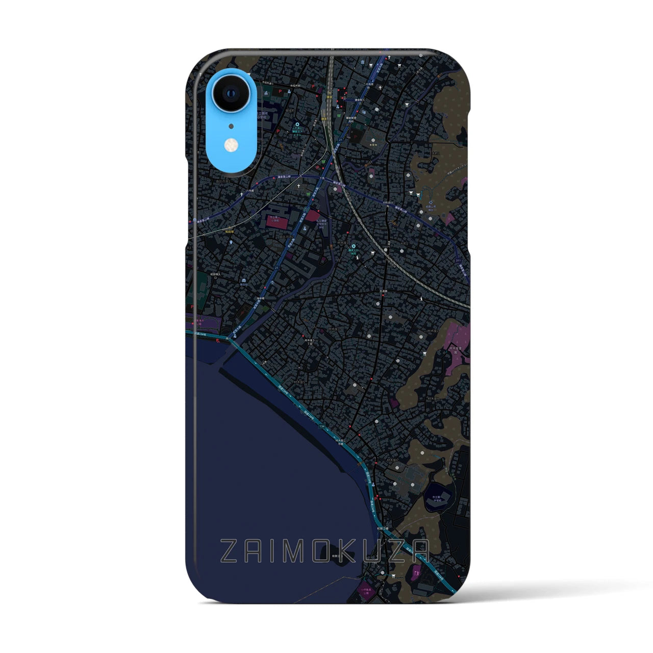 【材木座(神奈川県)】地図柄iPhoneケース(バックカバータイプ)