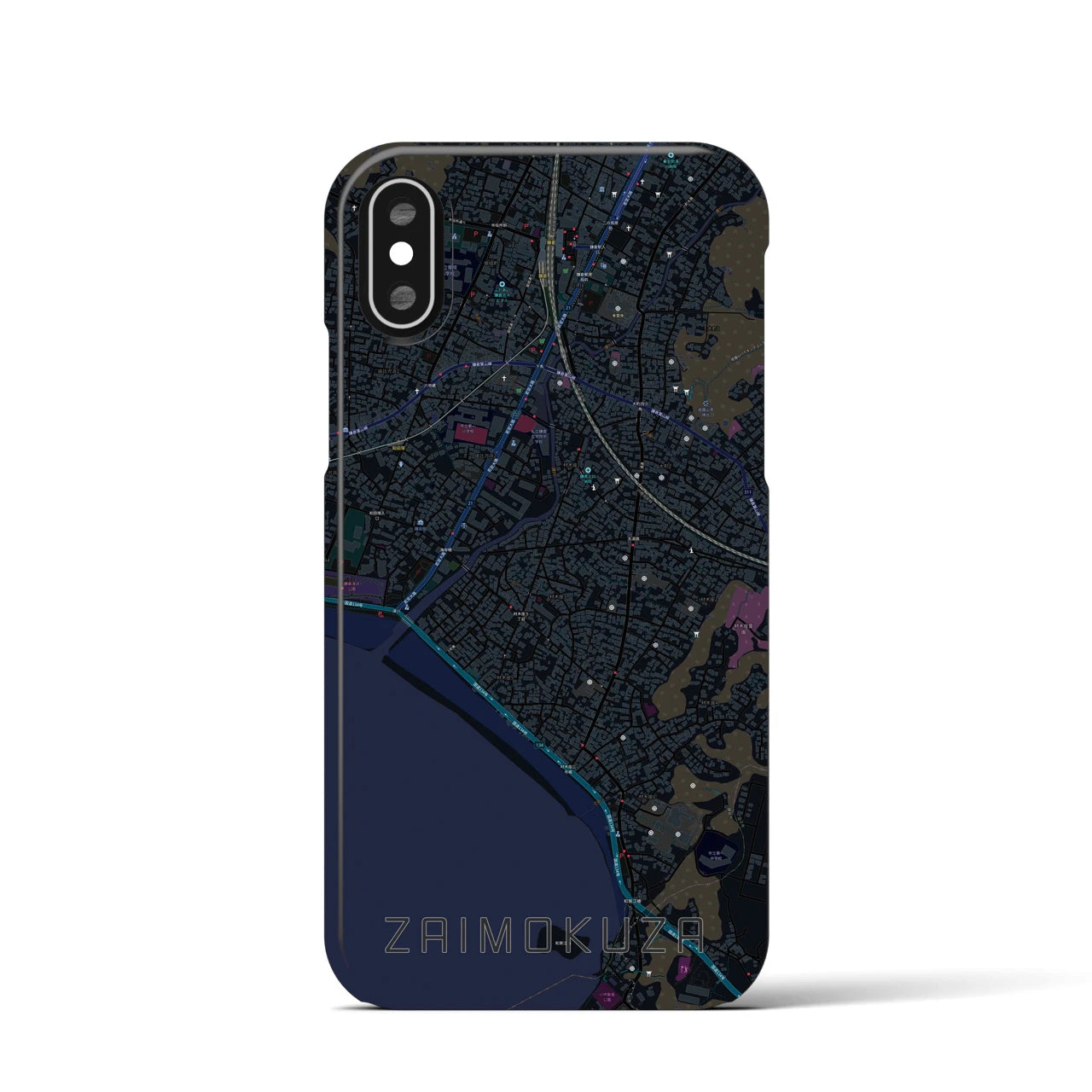 【材木座(神奈川県)】地図柄iPhoneケース(バックカバータイプ)