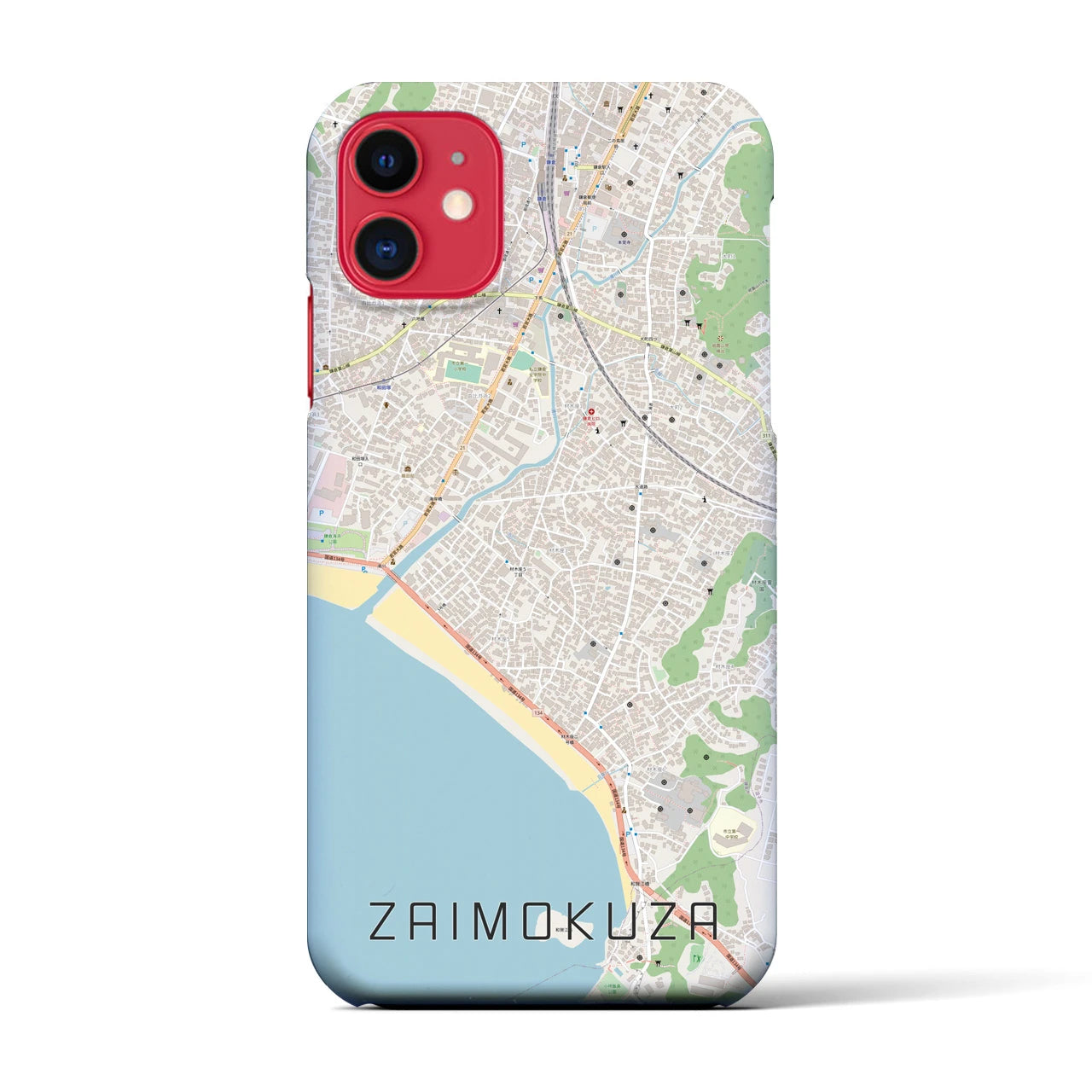 【材木座(神奈川県)】地図柄iPhoneケース(バックカバータイプ)