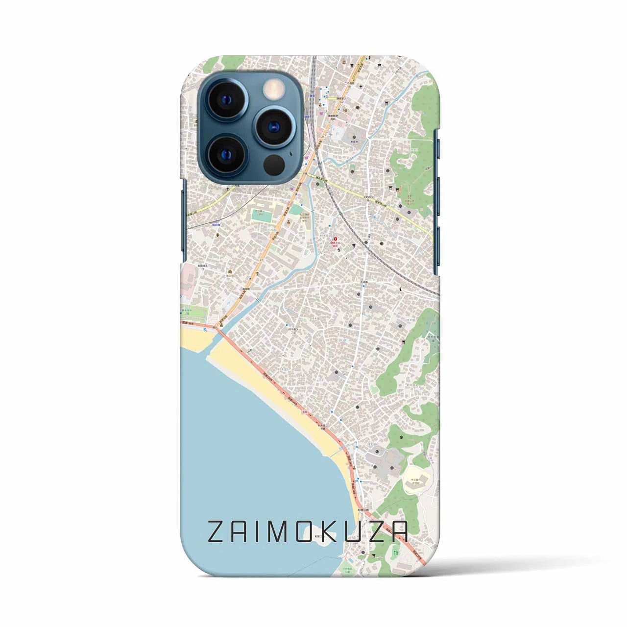 【材木座(神奈川県)】地図柄iPhoneケース(バックカバータイプ)