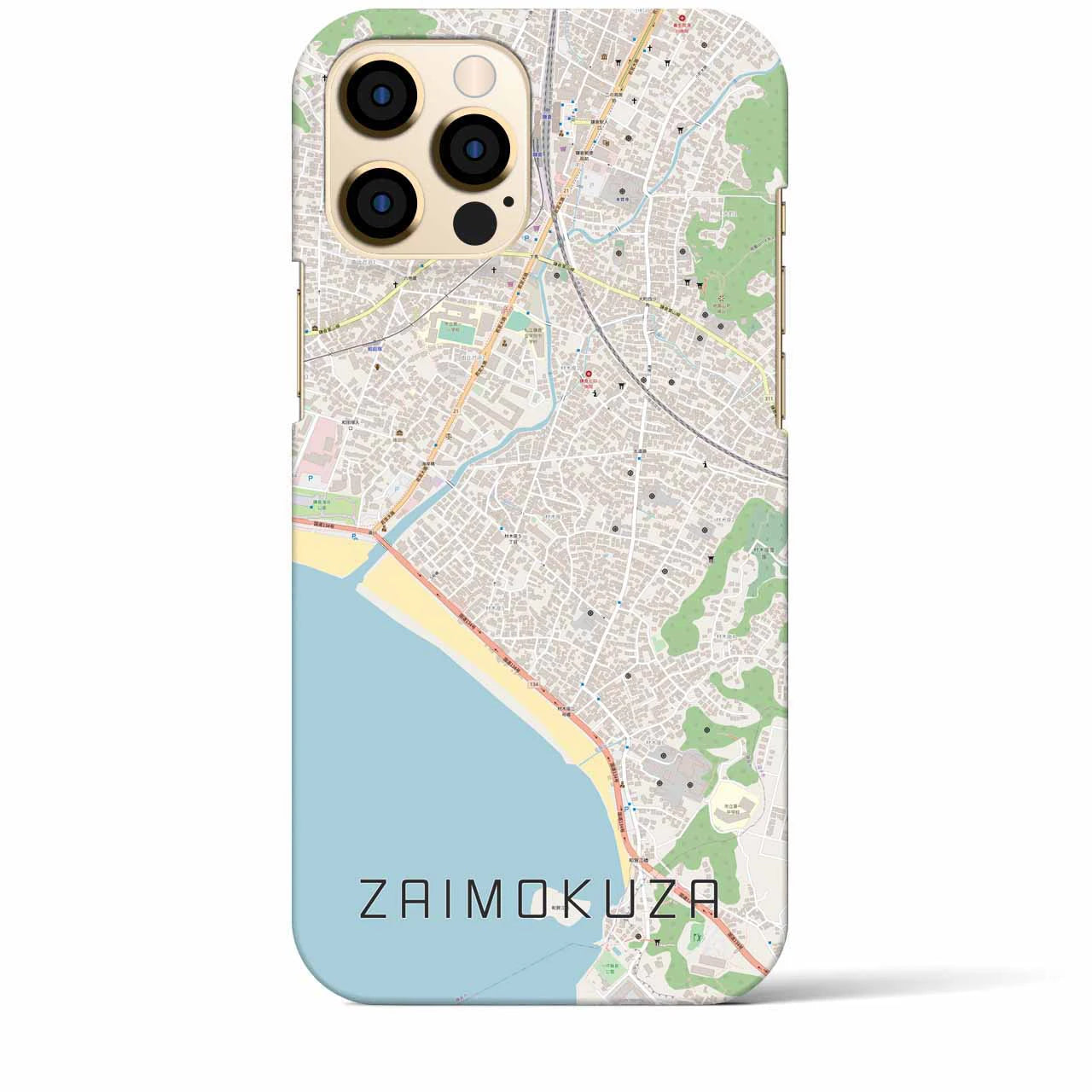 【材木座(神奈川県)】地図柄iPhoneケース(バックカバータイプ)