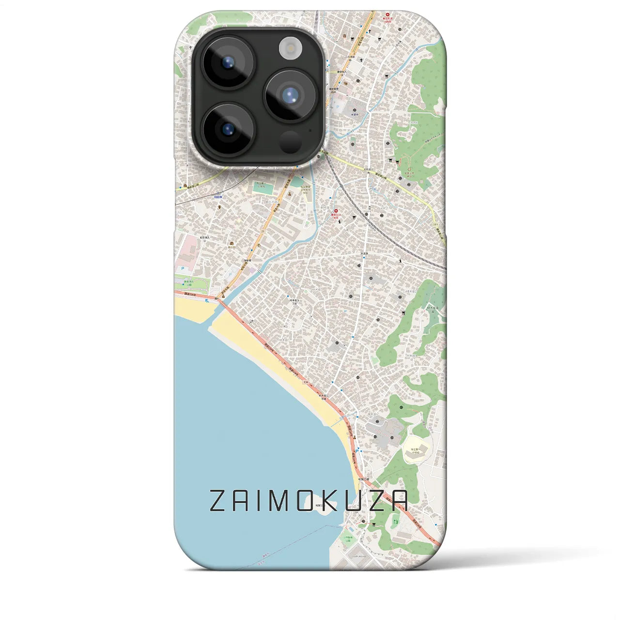 【材木座(神奈川県)】地図柄iPhoneケース(バックカバータイプ)