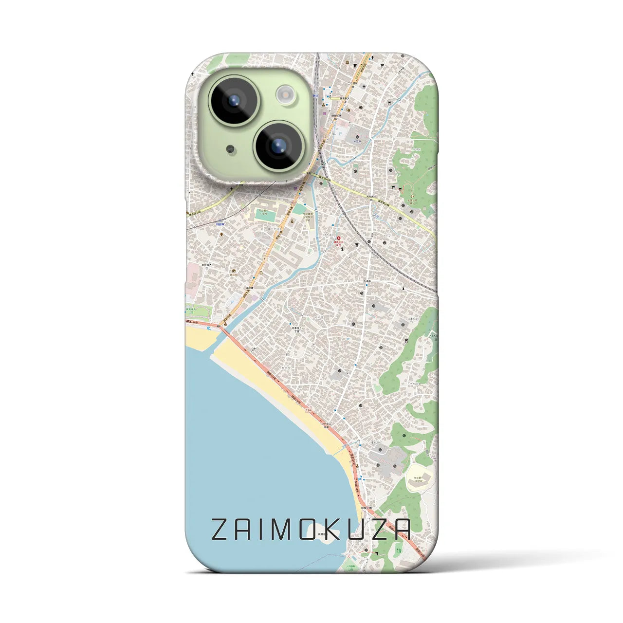 【材木座(神奈川県)】地図柄iPhoneケース(バックカバータイプ)
