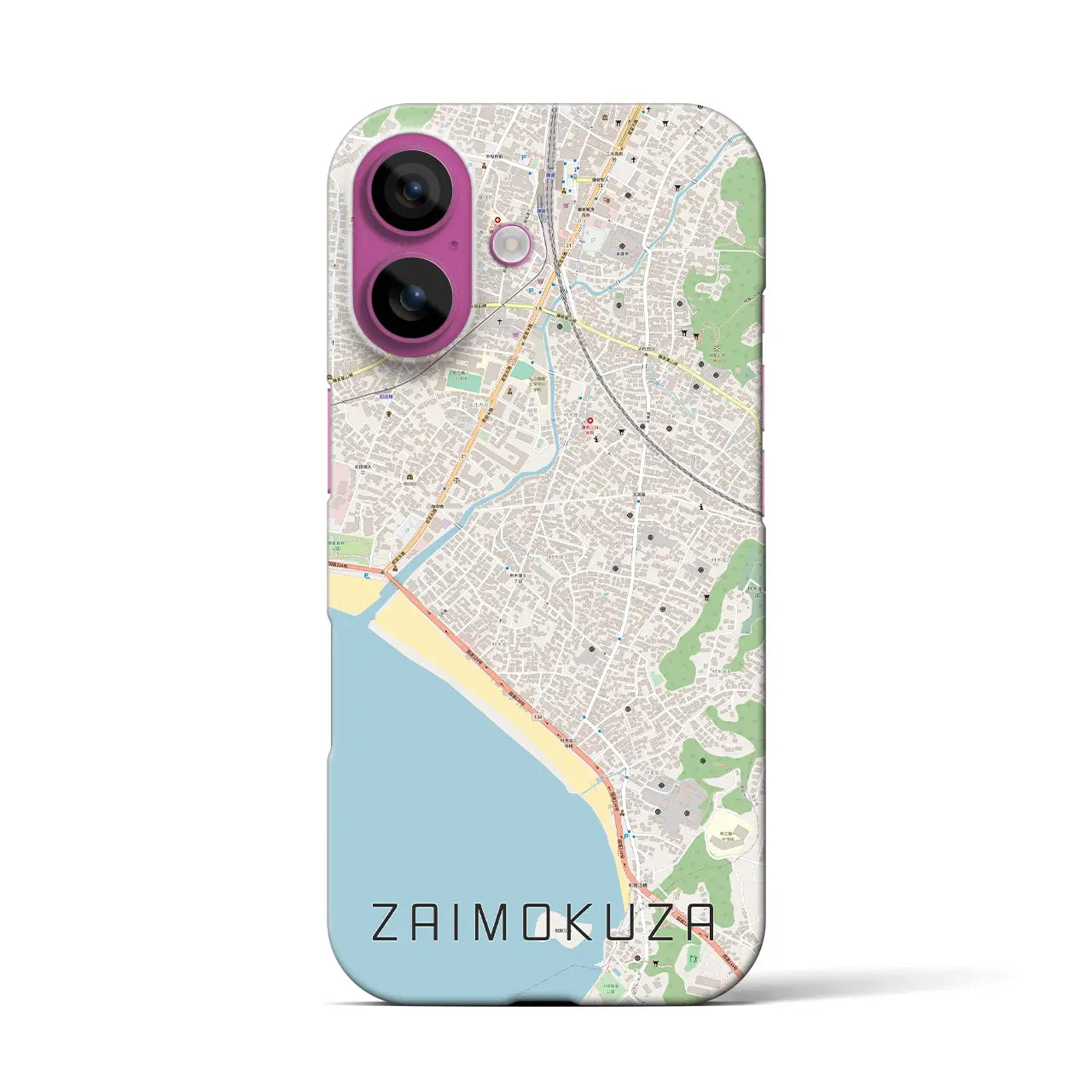 【材木座(神奈川県)】地図柄iPhoneケース(バックカバータイプ)