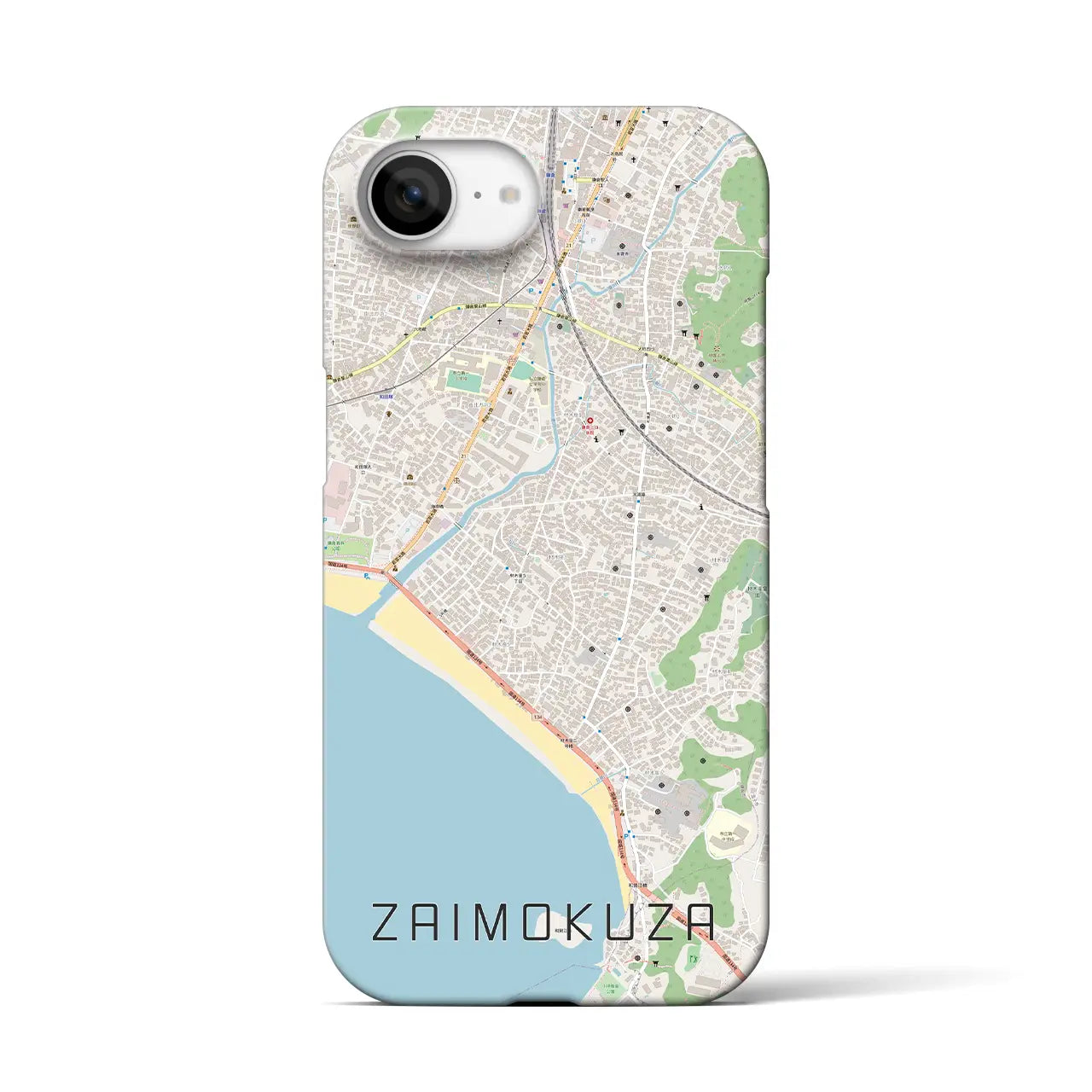【材木座(神奈川県)】地図柄iPhoneケース(バックカバータイプ)