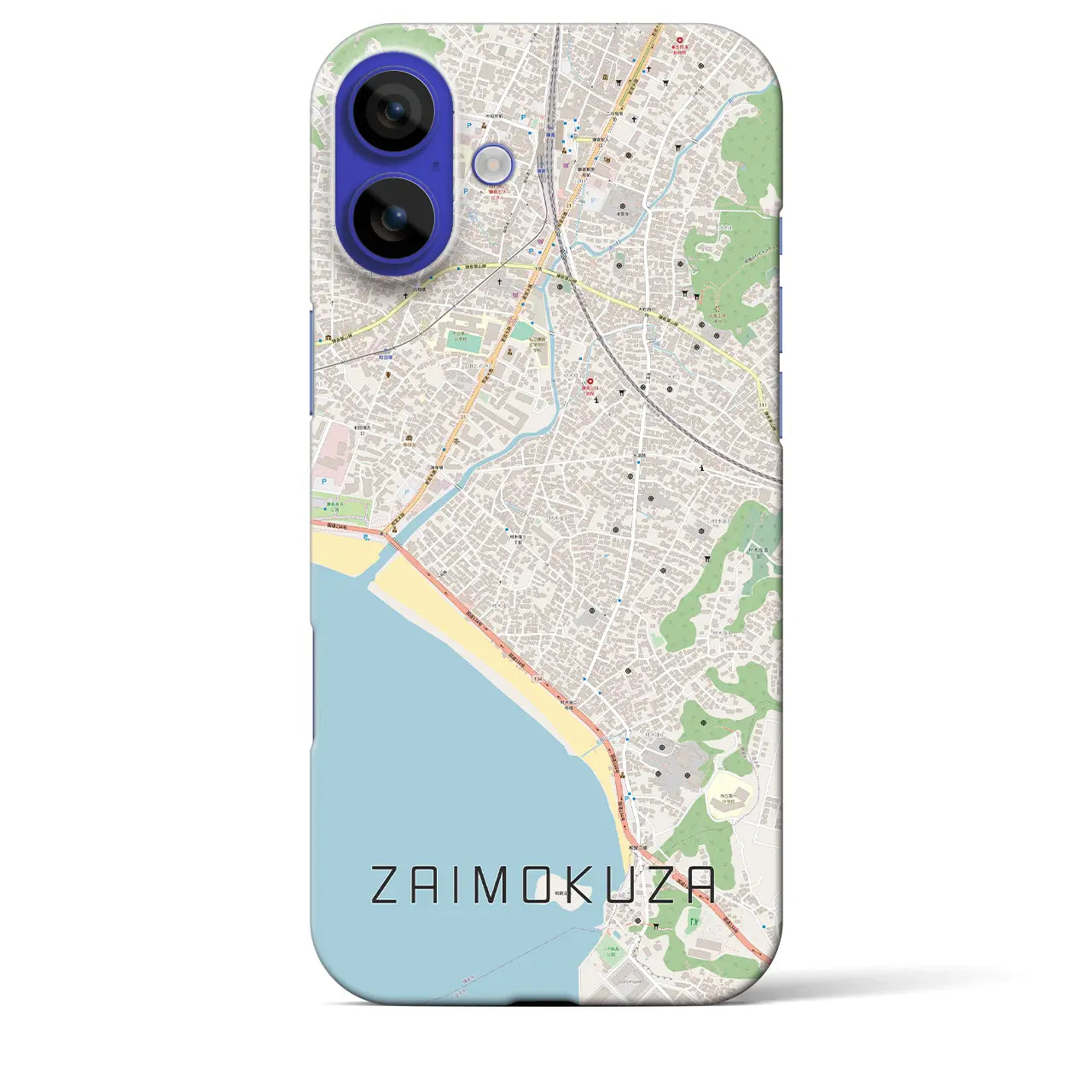【材木座(神奈川県)】地図柄iPhoneケース(バックカバータイプ)ナチュラル・iPhone 16 Pro Max 用