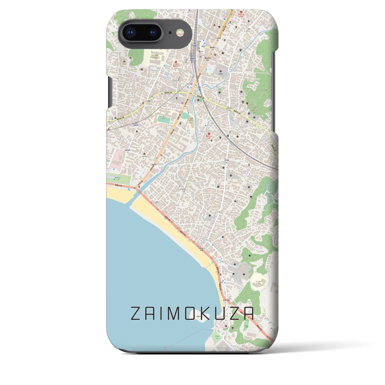 【材木座(神奈川県)】地図柄iPhoneケース(バックカバータイプ)