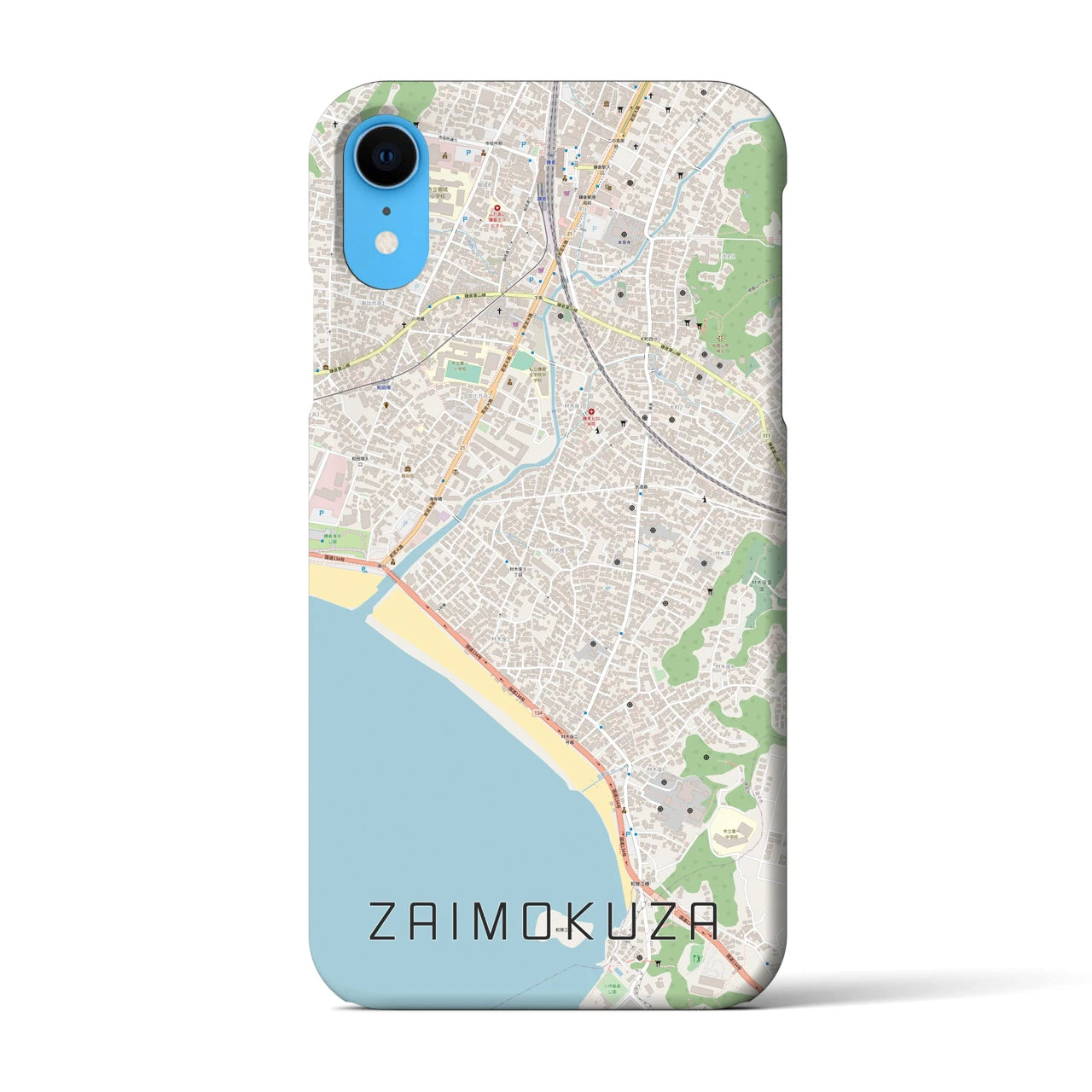 【材木座(神奈川県)】地図柄iPhoneケース(バックカバータイプ)