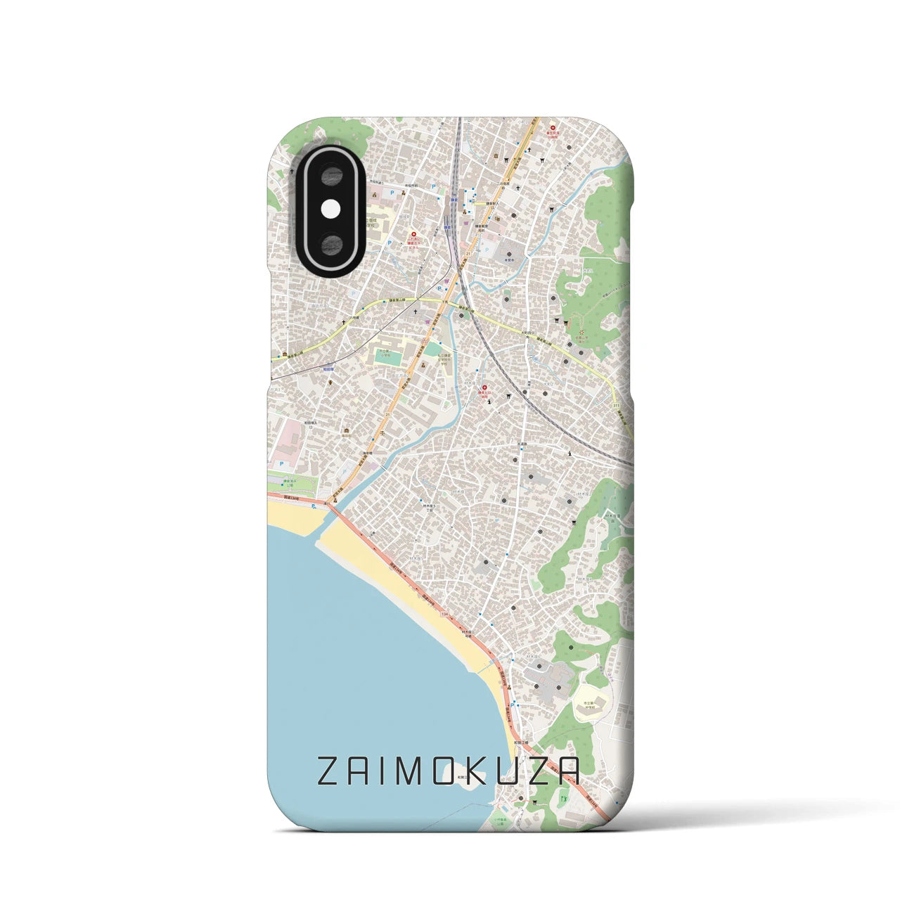 【材木座(神奈川県)】地図柄iPhoneケース(バックカバータイプ)