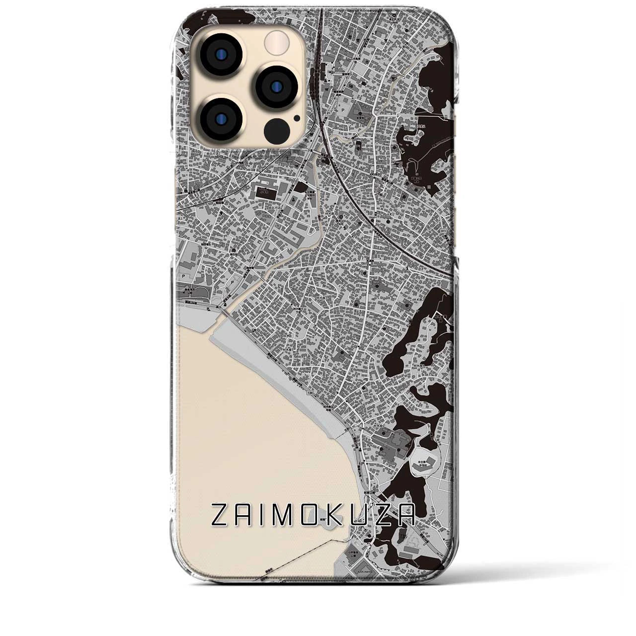 【材木座(神奈川県)】地図柄iPhoneケース(クリアタイプ)