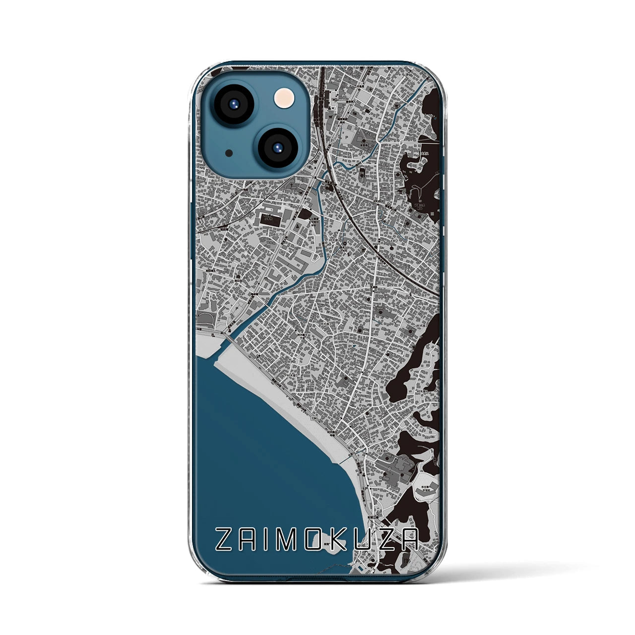 【材木座(神奈川県)】地図柄iPhoneケース(クリアタイプ)