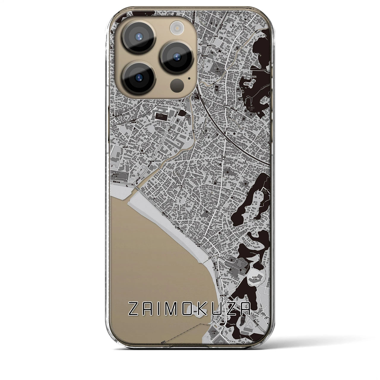 【材木座(神奈川県)】地図柄iPhoneケース(クリアタイプ)