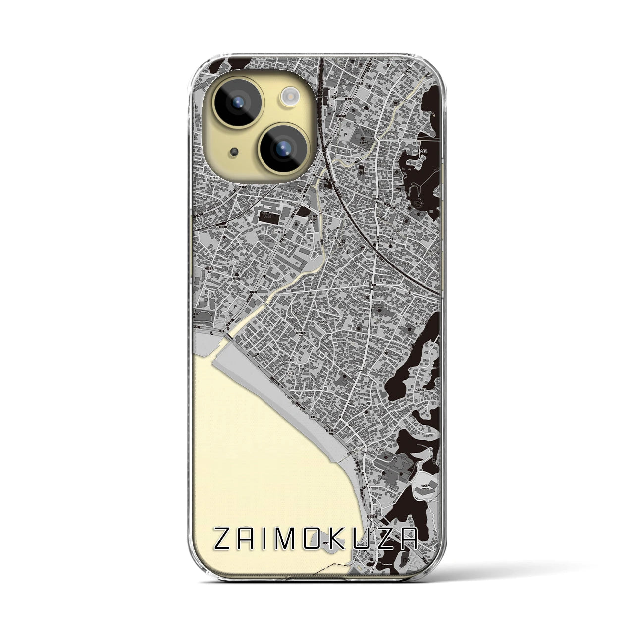 【材木座(神奈川県)】地図柄iPhoneケース(クリアタイプ)