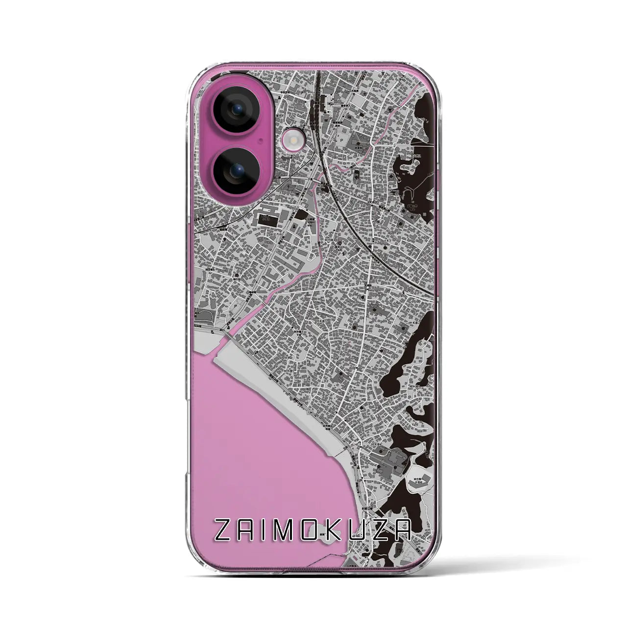 【材木座(神奈川県)】地図柄iPhoneケース(クリアタイプ)