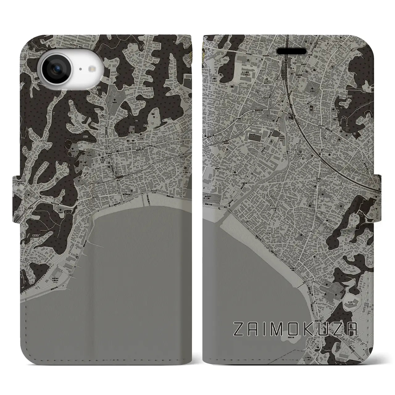 【材木座(神奈川県)】地図柄iPhoneケース(手帳タイプ)