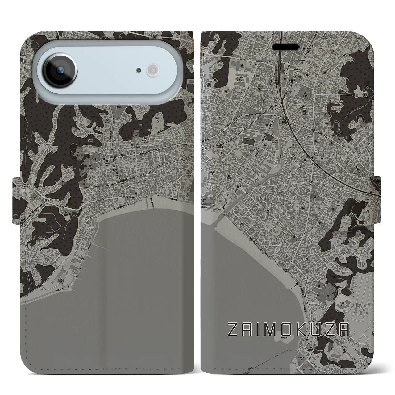 【材木座(神奈川県)】地図柄iPhoneケース(手帳タイプ)