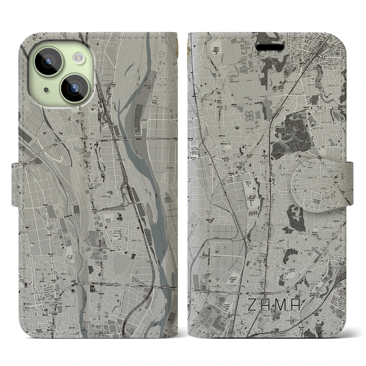 【座間(神奈川県)】地図柄iPhoneケース(手帳タイプ)