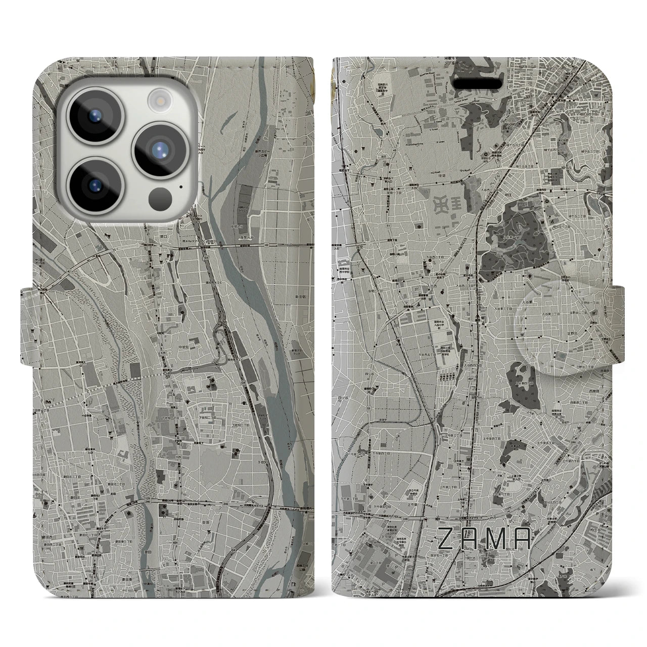 【座間(神奈川県)】地図柄iPhoneケース(手帳タイプ)