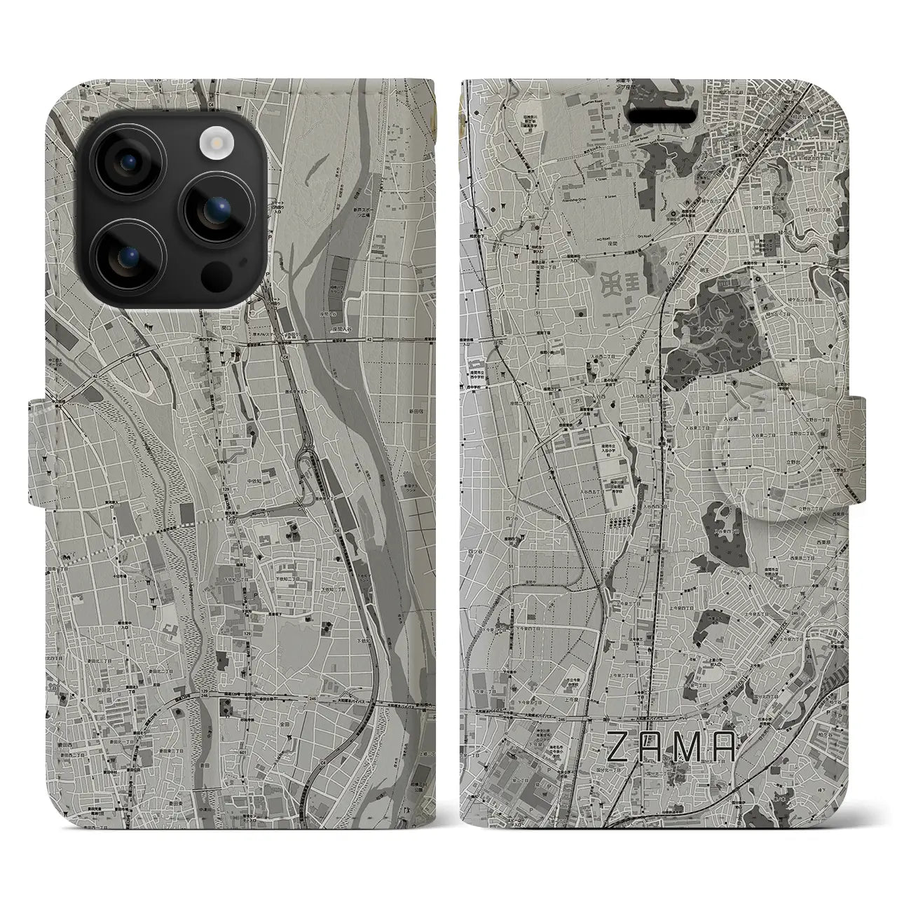 【座間(神奈川県)】地図柄iPhoneケース(手帳タイプ)