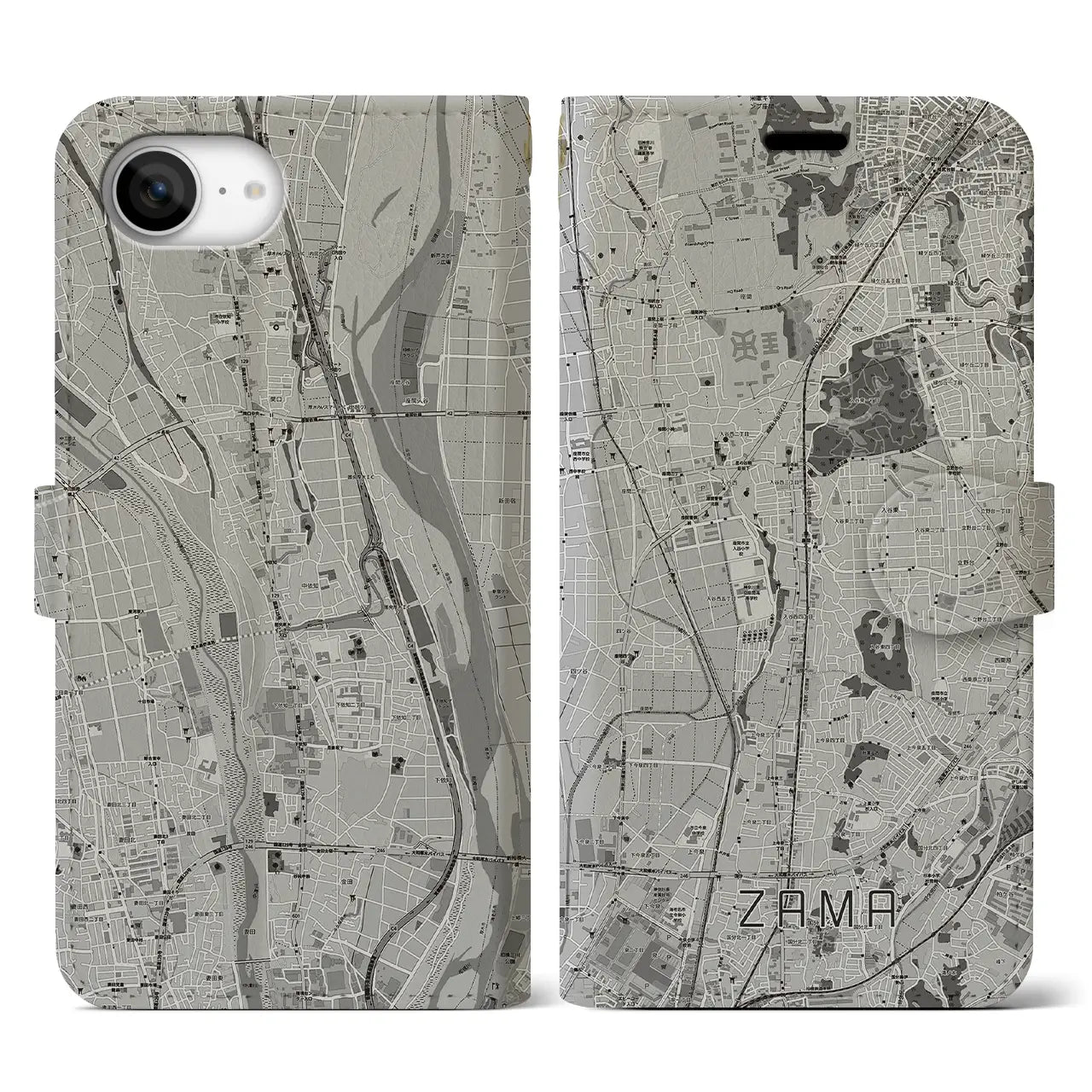 【座間(神奈川県)】地図柄iPhoneケース(手帳タイプ)