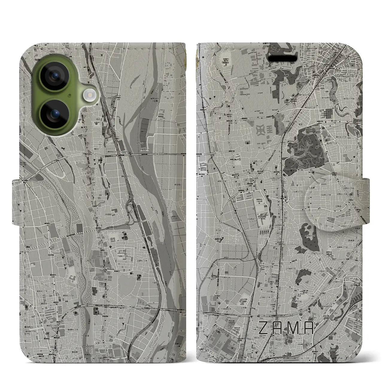 【座間(神奈川県)】地図柄iPhoneケース(手帳タイプ)