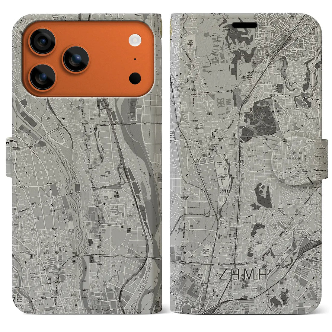 【座間(神奈川県)】地図柄iPhoneケース(手帳タイプ)