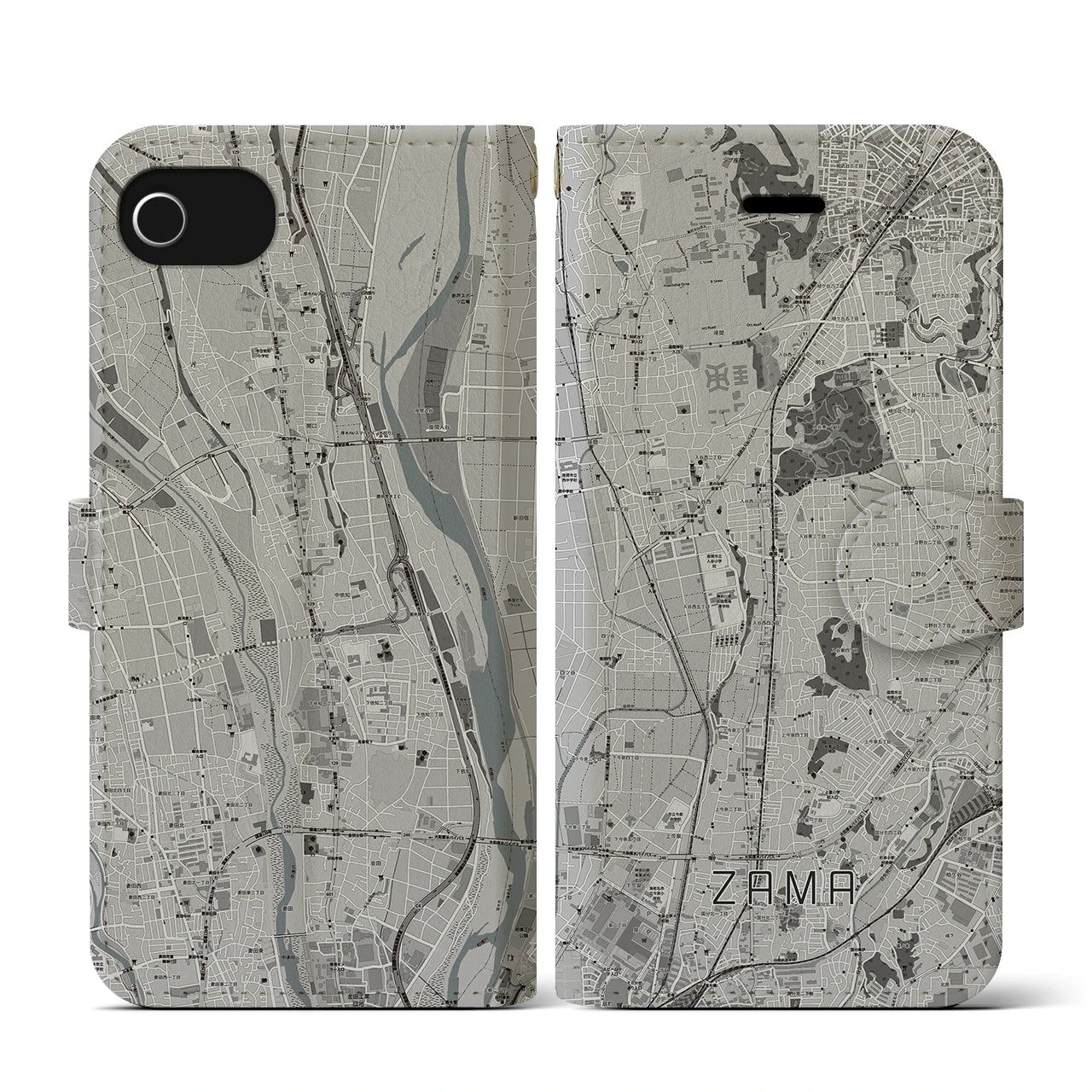 【座間(神奈川県)】地図柄iPhoneケース(手帳タイプ)