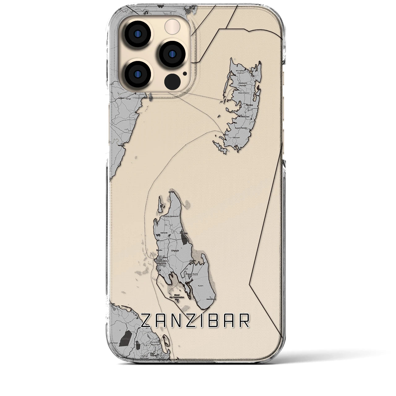 【ザンジバル(タンザニア)】地図柄iPhoneケース(クリアタイプ)