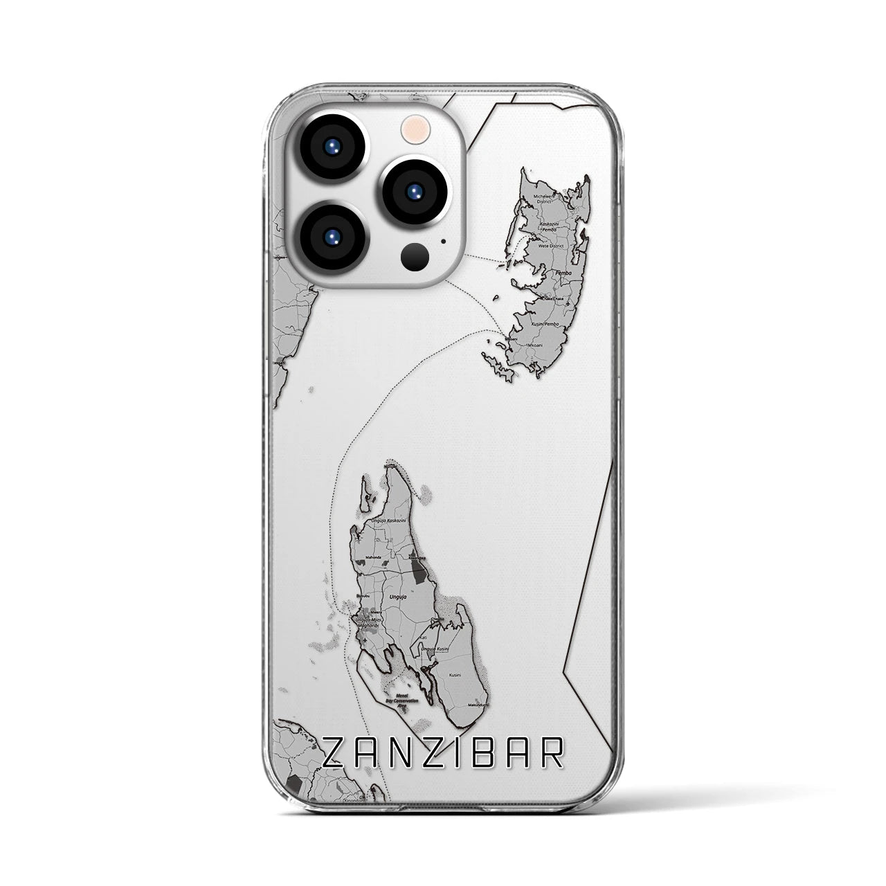 【ザンジバル(タンザニア)】地図柄iPhoneケース(クリアタイプ)