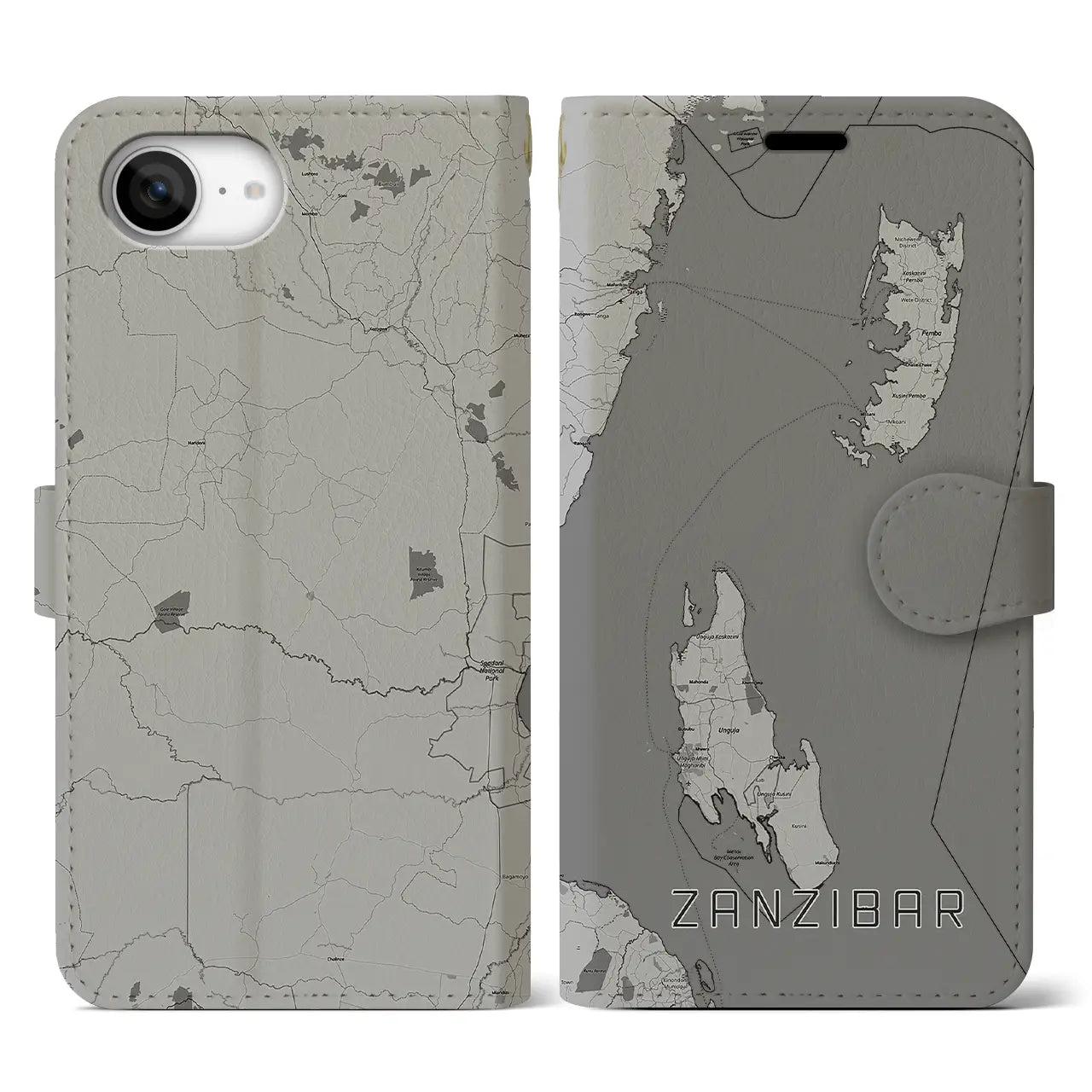 【ザンジバル(タンザニア)】地図柄iPhoneケース(手帳タイプ)