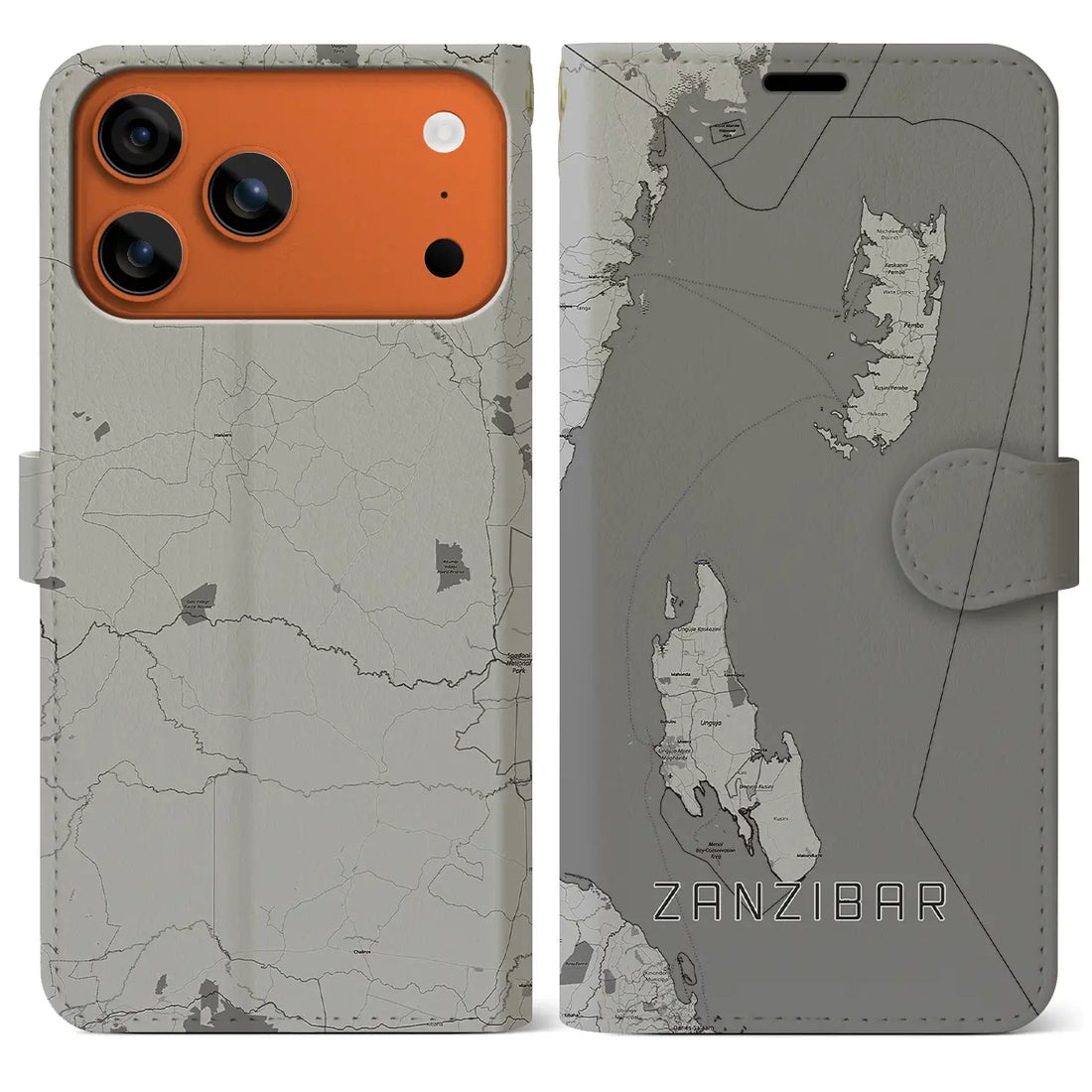 【ザンジバル(タンザニア)】地図柄iPhoneケース(手帳タイプ)