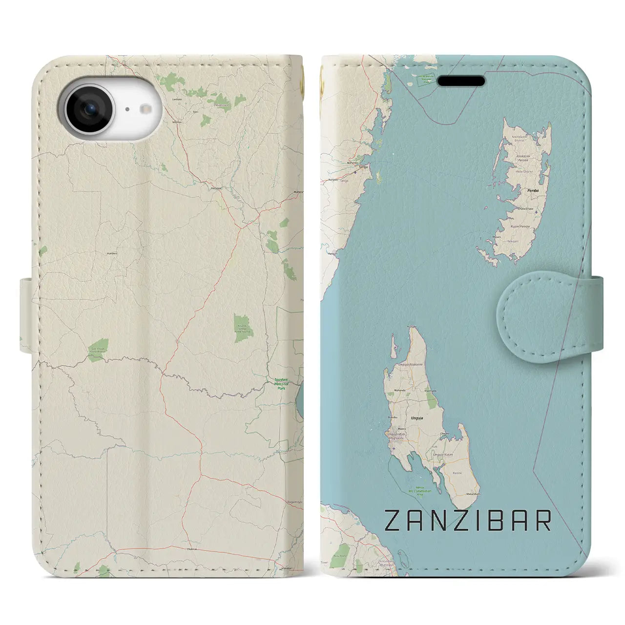 【ザンジバル(タンザニア)】地図柄iPhoneケース(手帳タイプ)