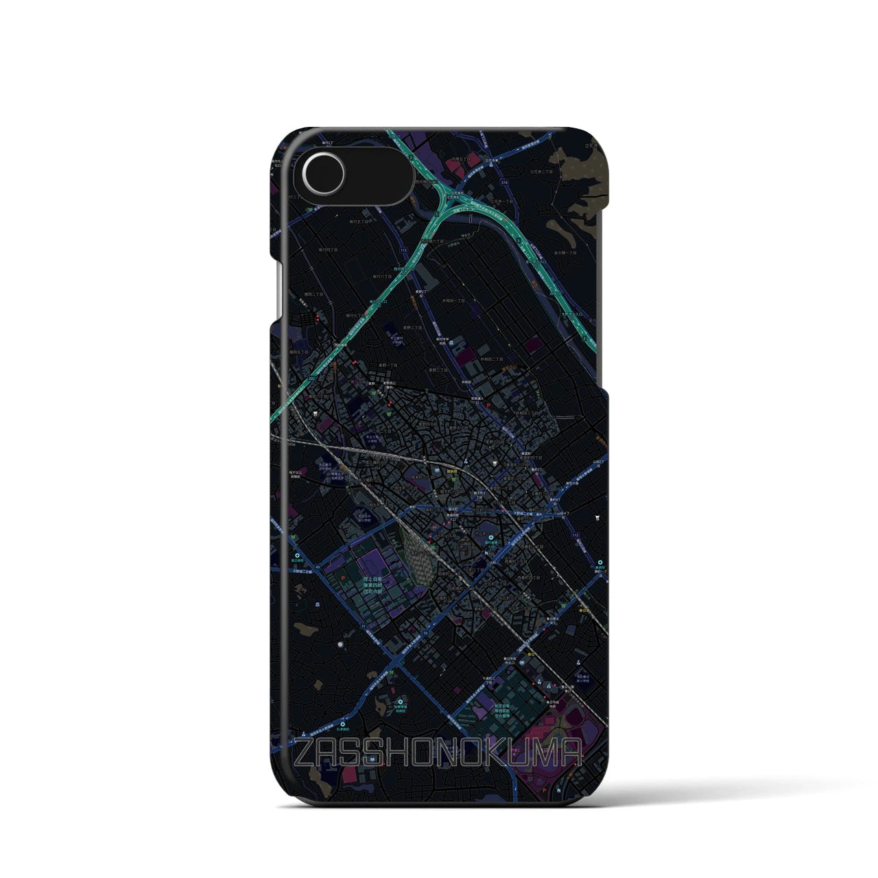 【雑餉隈(福岡県)】地図柄iPhoneケース(バックカバータイプ)