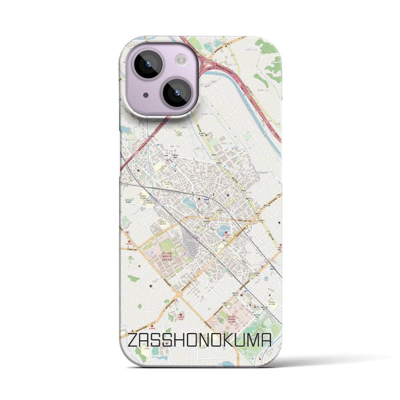 【雑餉隈(福岡県)】地図柄iPhoneケース(バックカバータイプ)