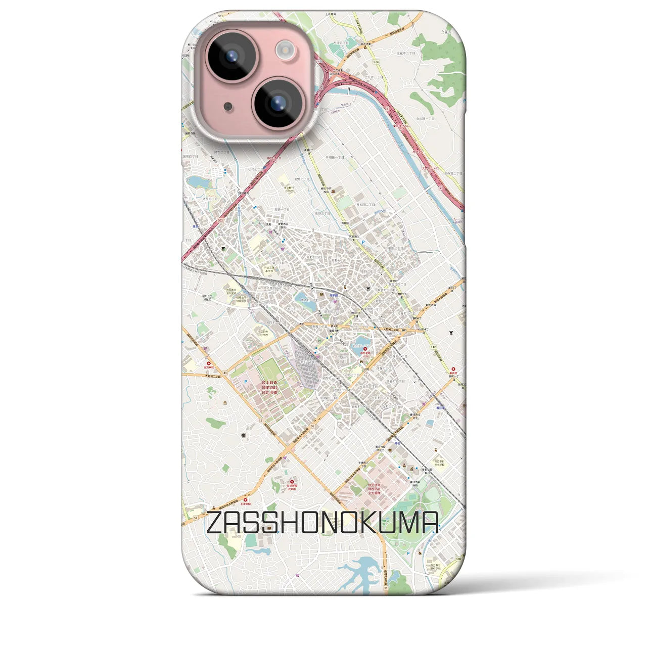【雑餉隈(福岡県)】地図柄iPhoneケース(バックカバータイプ)