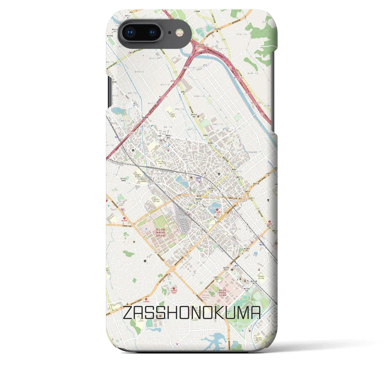【雑餉隈(福岡県)】地図柄iPhoneケース(バックカバータイプ)