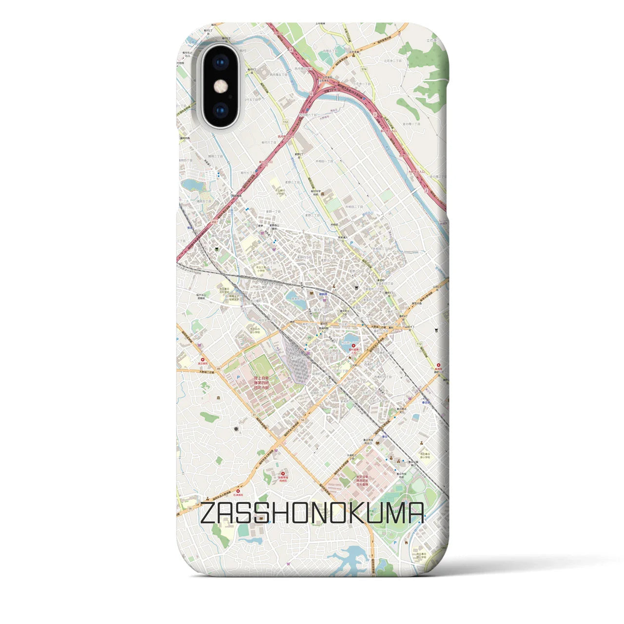 【雑餉隈(福岡県)】地図柄iPhoneケース(バックカバータイプ)