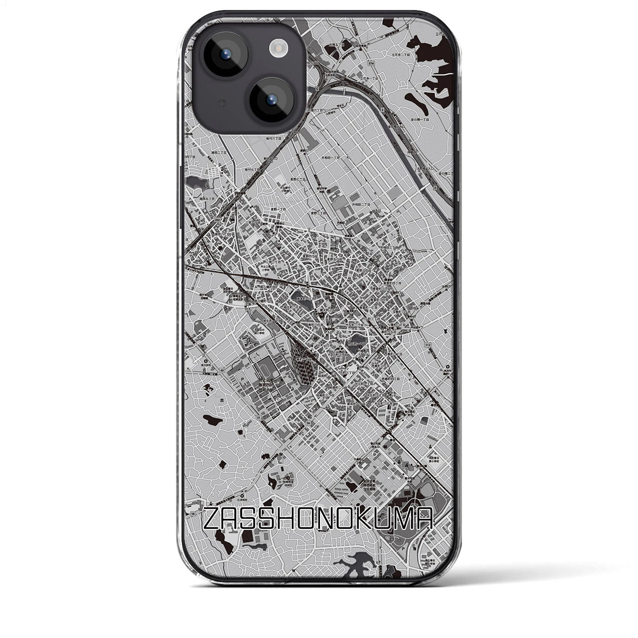 【雑餉隈(福岡県)】地図柄iPhoneケース(クリアタイプ)