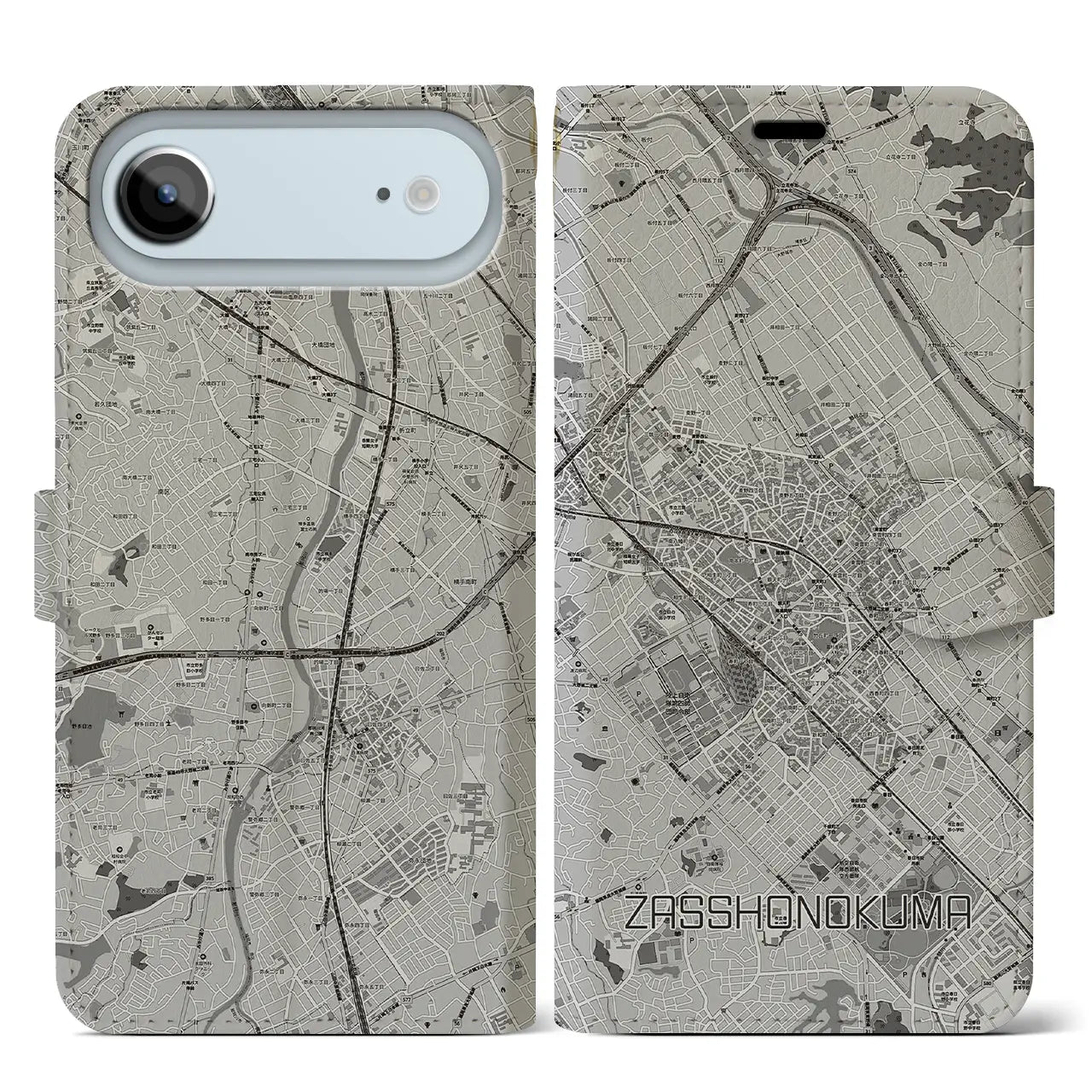 【雑餉隈(福岡県)】地図柄iPhoneケース(手帳タイプ)