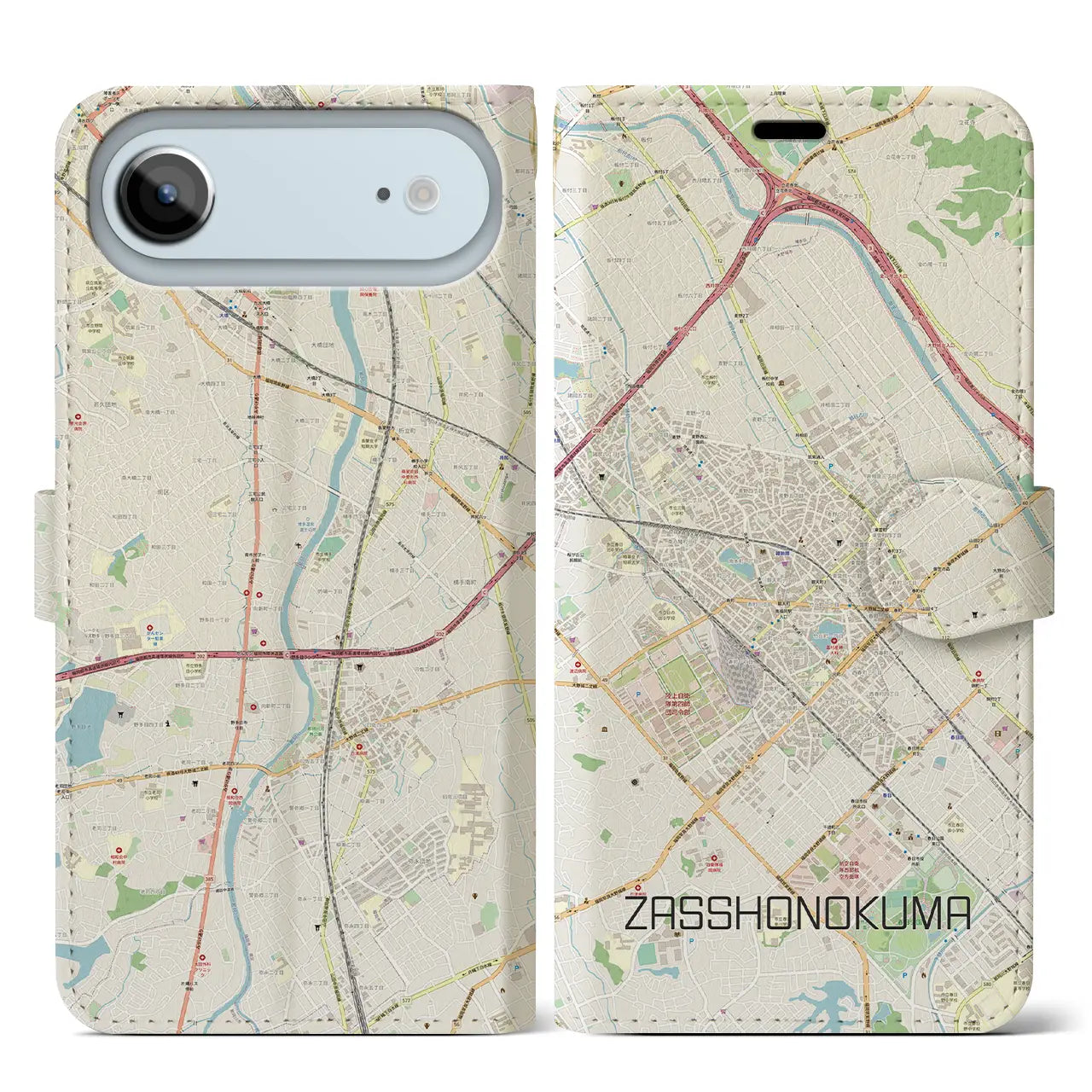 【雑餉隈(福岡県)】地図柄iPhoneケース(手帳タイプ)