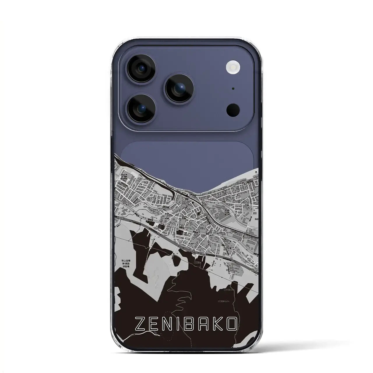 【銭函(北海道)】地図柄iPhoneケース(クリアタイプ)モノトーン・iPhone 17 Pro Max 用