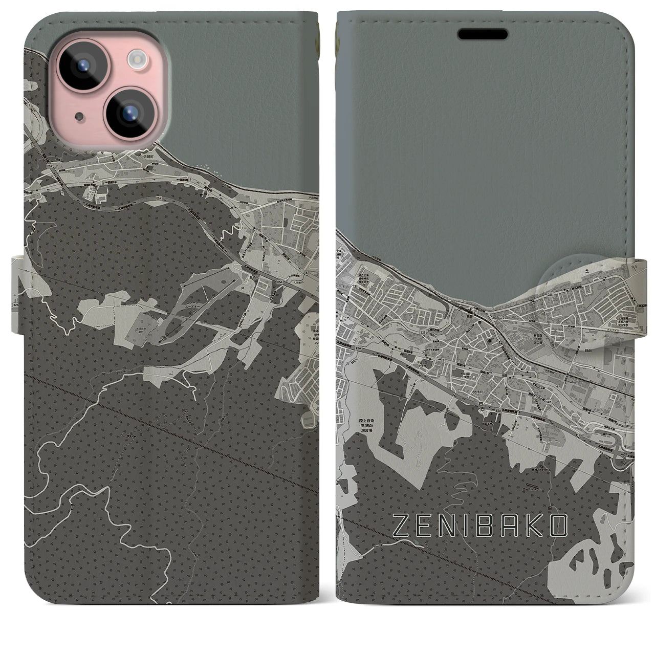 【銭函(北海道)】地図柄iPhoneケース(手帳タイプ)