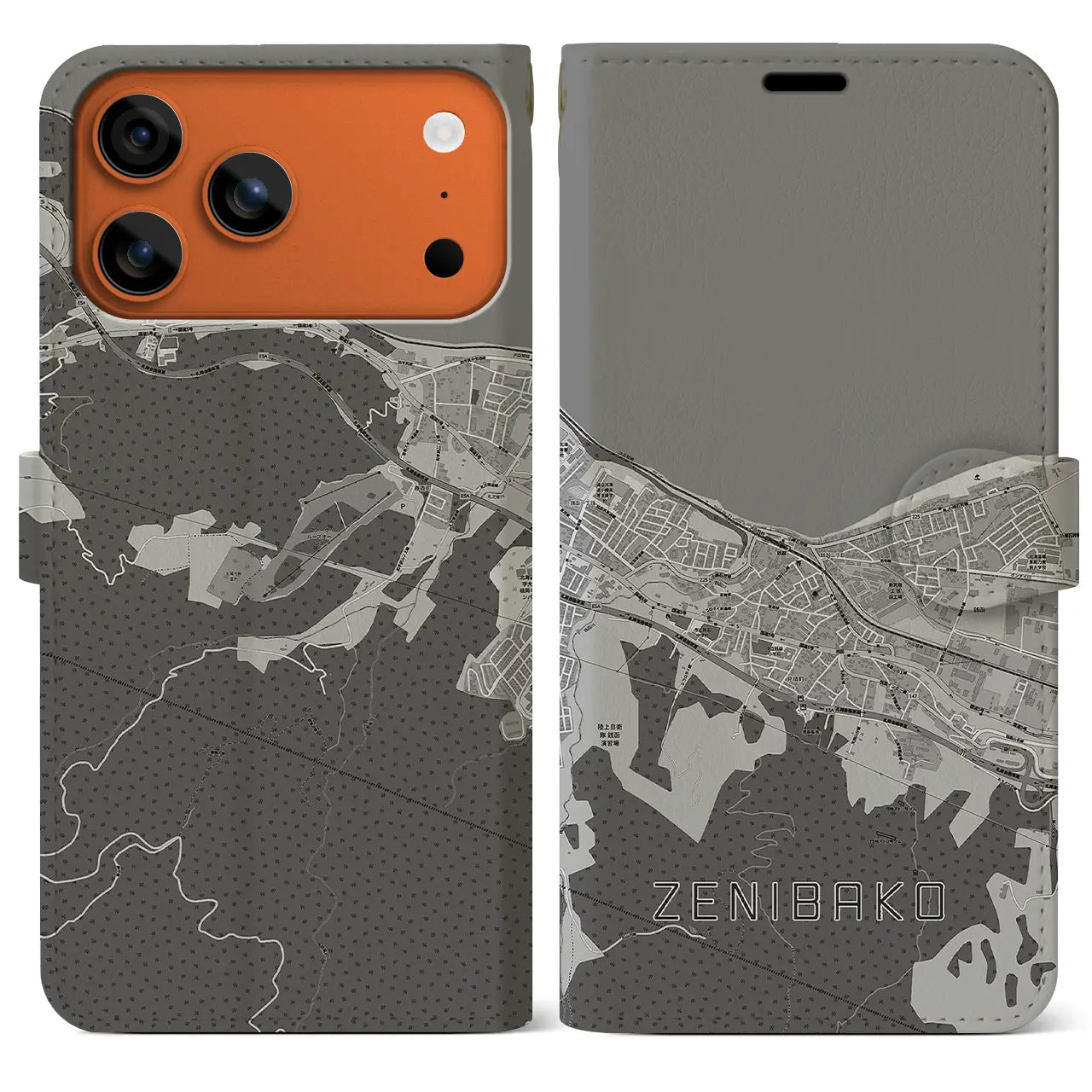 【銭函(北海道)】地図柄iPhoneケース(手帳タイプ)