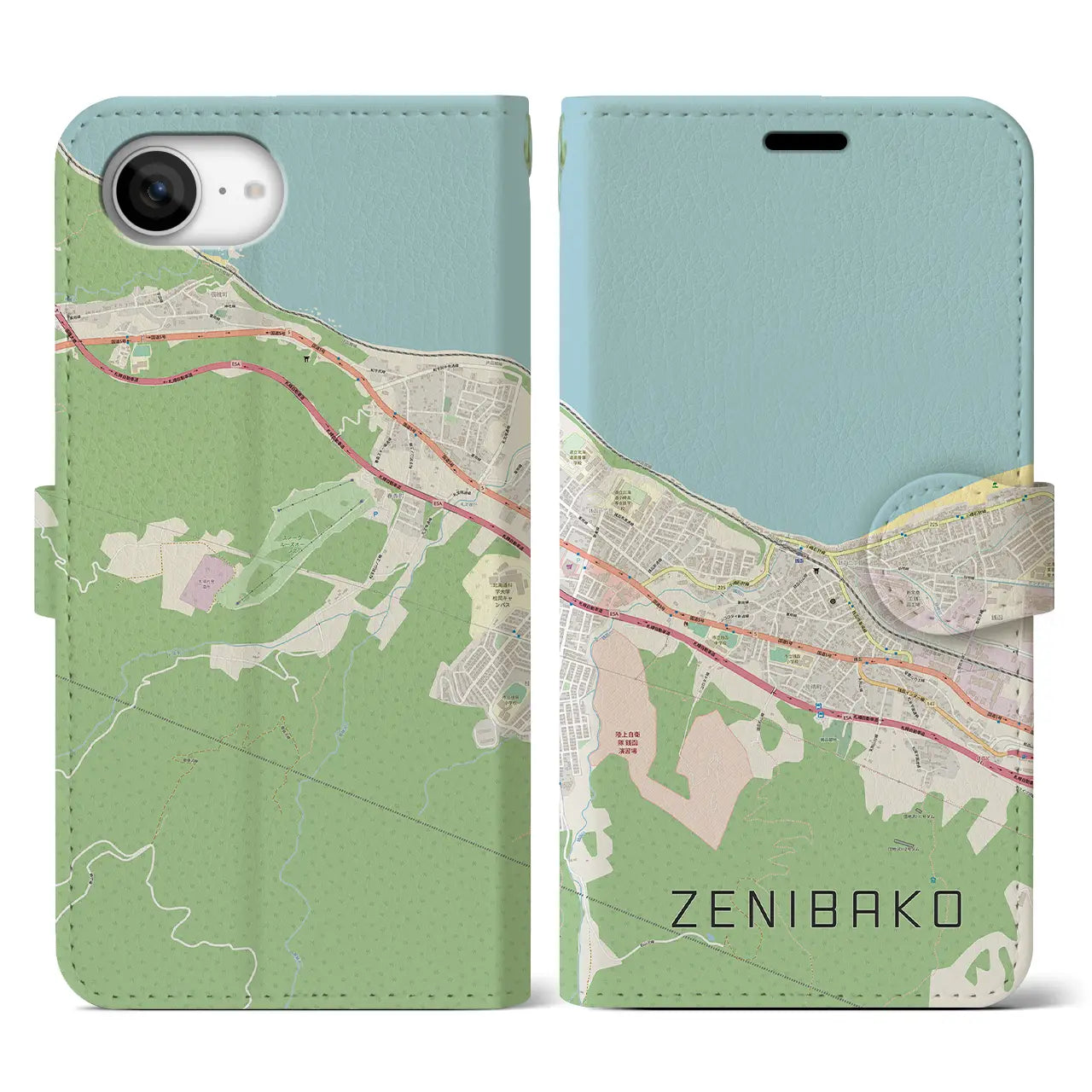 【銭函(北海道)】地図柄iPhoneケース(手帳タイプ)